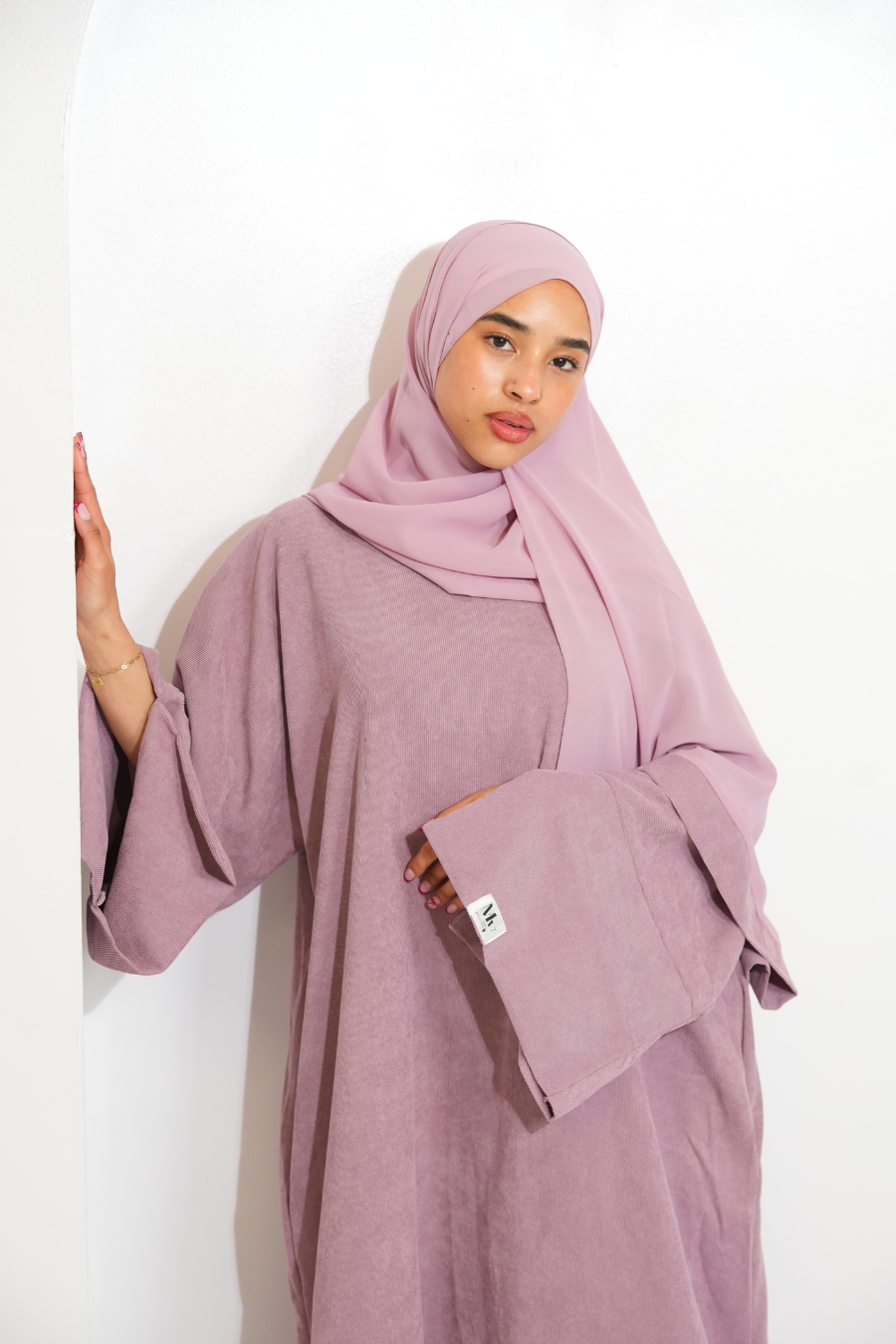 Pink Corduroy Abaya