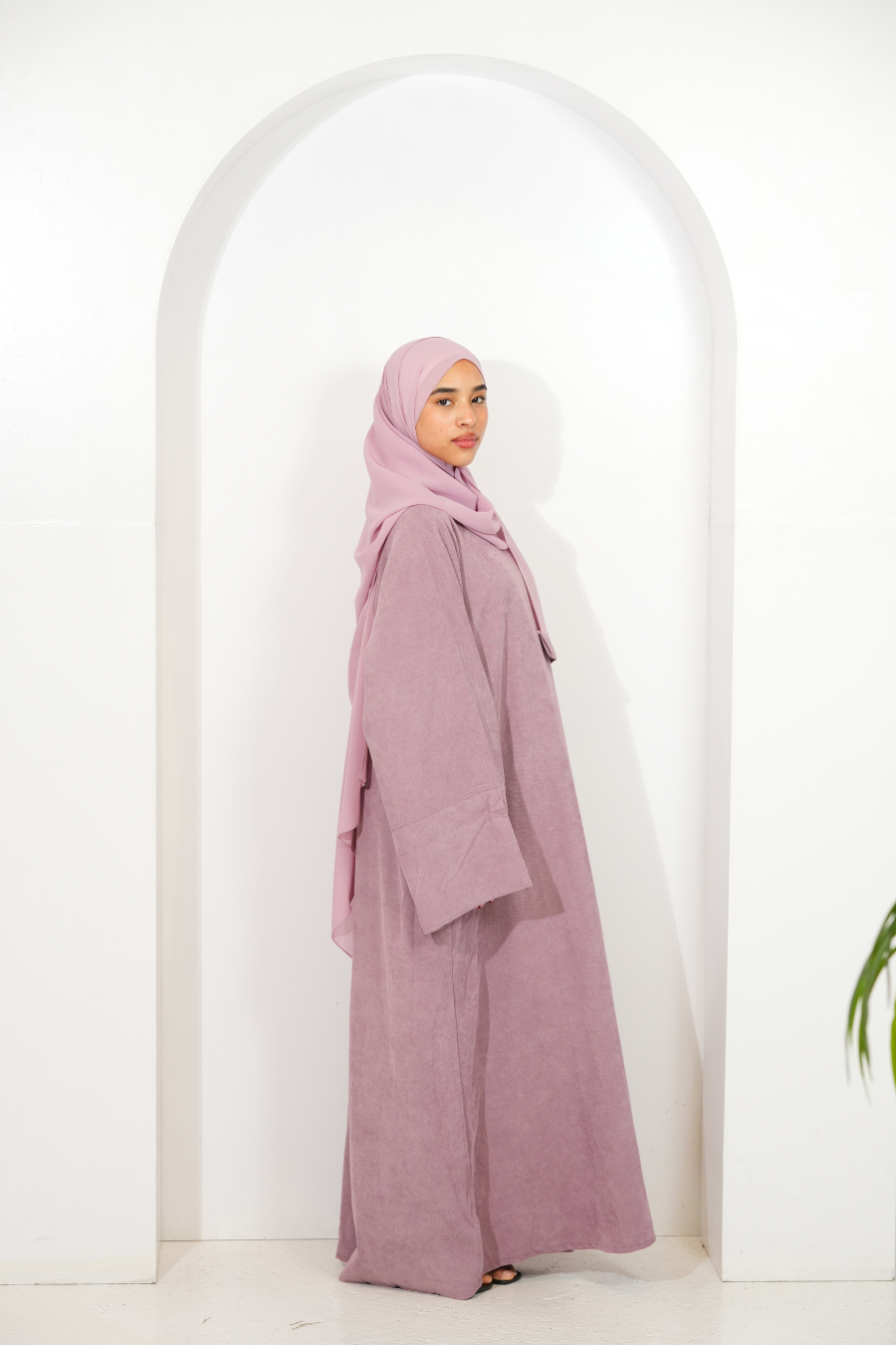 Pink Corduroy Abaya