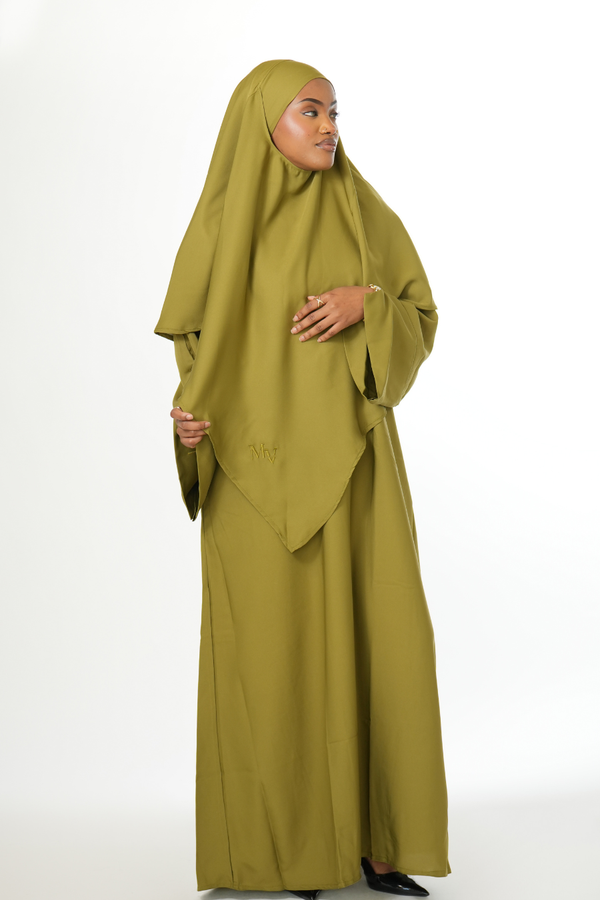 Olive Khimar Abaya Set