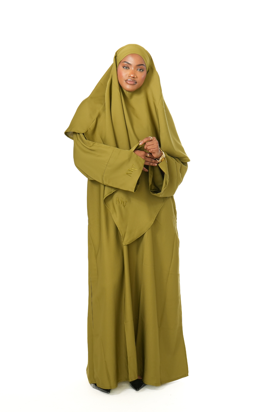 Olive Khimar Abaya Set